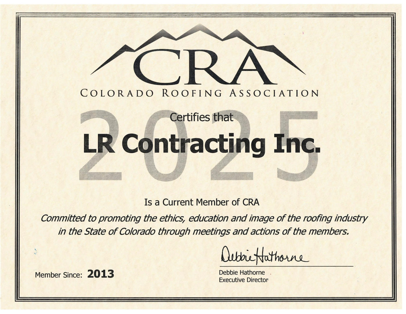 CRA Member Certificate 2025